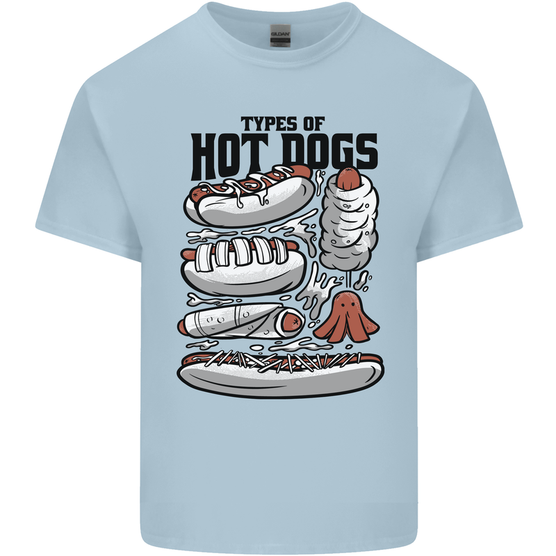 Types of Hot Dogs Funny Fast Food Kids T-Shirt Childrens Light Blue