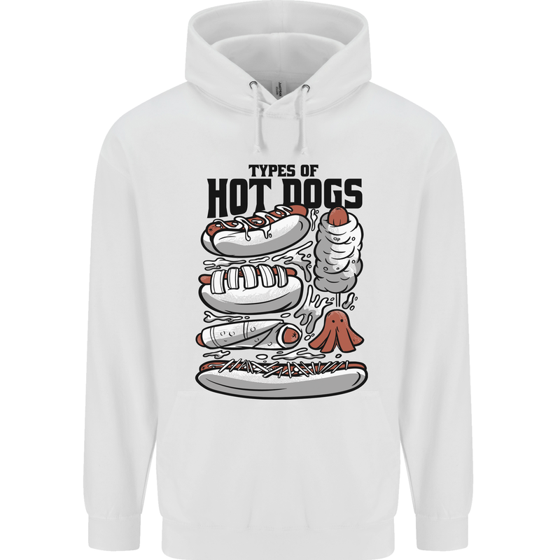 Types of Hot Dogs Funny Fast Food Mens 80% Cotton Hoodie White