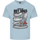 Types of Hot Dogs Funny Fast Food Mens Cotton T-Shirt Tee Top Light Blue