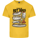 Types of Hot Dogs Funny Fast Food Mens Cotton T-Shirt Tee Top Yellow