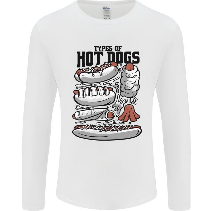 Types of Hot Dogs Funny Fast Food Mens Long Sleeve T-Shirt White