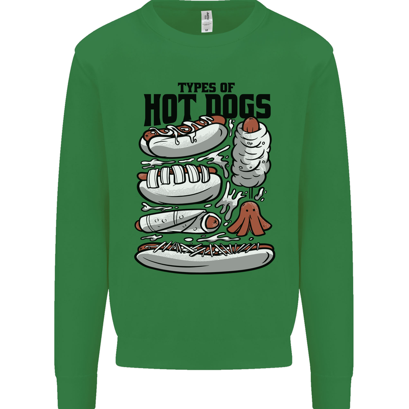 Types of Hot Dogs Funny Fast Food Mens Sweatshirt Jumper Irish Green