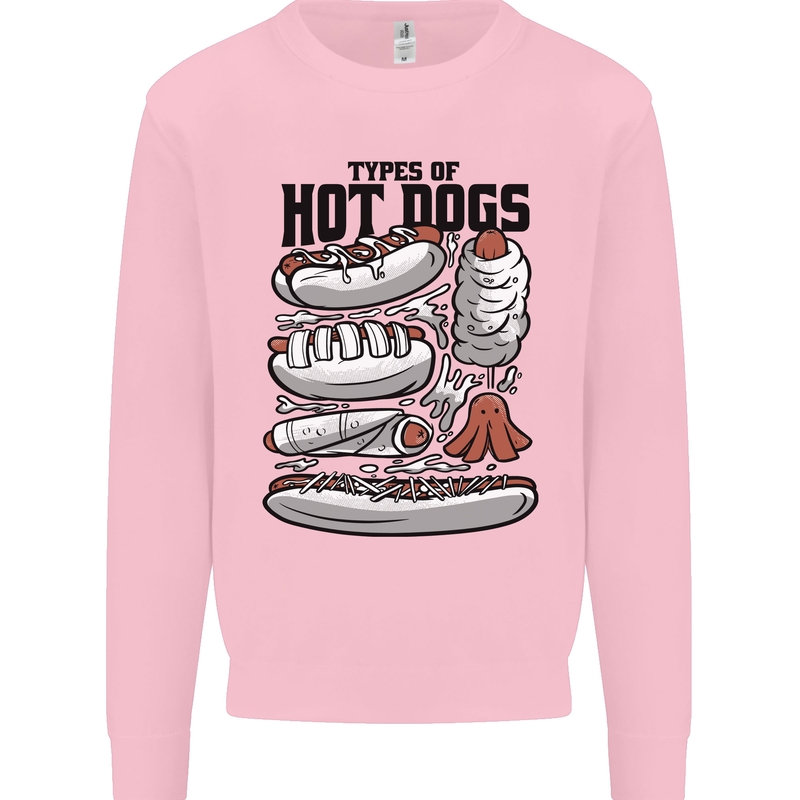 Types of Hot Dogs Funny Fast Food Mens Sweatshirt Jumper Light Pink
