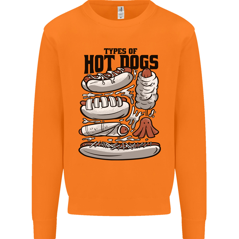 Types of Hot Dogs Funny Fast Food Mens Sweatshirt Jumper Orange