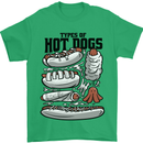 Types of Hot Dogs Funny Fast Food Mens T-Shirt 100% Cotton Irish Green