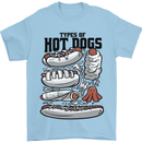 Types of Hot Dogs Funny Fast Food Mens T-Shirt 100% Cotton Light Blue