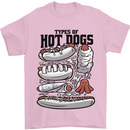 Types of Hot Dogs Funny Fast Food Mens T-Shirt 100% Cotton Light Pink