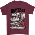 Types of Hot Dogs Funny Fast Food Mens T-Shirt 100% Cotton Maroon