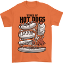 Types of Hot Dogs Funny Fast Food Mens T-Shirt 100% Cotton Orange