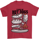 Types of Hot Dogs Funny Fast Food Mens T-Shirt 100% Cotton Red