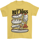 Types of Hot Dogs Funny Fast Food Mens T-Shirt 100% Cotton Yellow