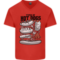 Types of Hot Dogs Funny Fast Food Mens V-Neck Cotton T-Shirt Red