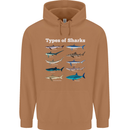 Types of Sharks Mens 80% Cotton Hoodie Caramel Latte