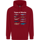 Types of Sharks Mens 80% Cotton Hoodie Red