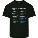 Types of Sharks Mens Cotton T-Shirt Tee Top Black