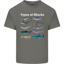 Types of Sharks Mens Cotton T-Shirt Tee Top Charcoal