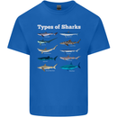 Types of Sharks Mens Cotton T-Shirt Tee Top Royal Blue