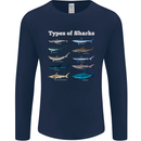 Types of Sharks Mens Long Sleeve T-Shirt Navy Blue