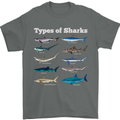 Types of Sharks Mens T-Shirt 100% Cotton Charcoal