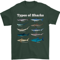 Types of Sharks Mens T-Shirt 100% Cotton Forest Green