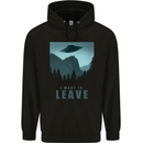 UFO I Want Leave Funny Alien Anti Social Childrens Kids Hoodie Black
