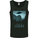 UFO I Want Leave Funny Alien Anti Social Mens Vest Tank Top Black