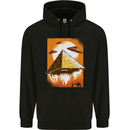 UFO Pyramid Alien Flying Saucer Mens 80% Cotton Hoodie Black
