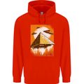 UFO Pyramid Alien Flying Saucer Mens 80% Cotton Hoodie Bright Red