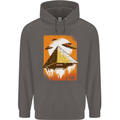 UFO Pyramid Alien Flying Saucer Mens 80% Cotton Hoodie Charcoal