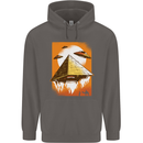 UFO Pyramid Alien Flying Saucer Mens 80% Cotton Hoodie Charcoal