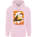 UFO Pyramid Alien Flying Saucer Mens 80% Cotton Hoodie Light Pink