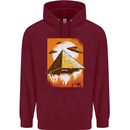 UFO Pyramid Alien Flying Saucer Mens 80% Cotton Hoodie Maroon