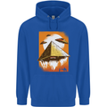 UFO Pyramid Alien Flying Saucer Mens 80% Cotton Hoodie Royal Blue