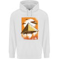 UFO Pyramid Alien Flying Saucer Mens 80% Cotton Hoodie White