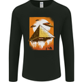 UFO Pyramid Alien Flying Saucer Mens Long Sleeve T-Shirt Black
