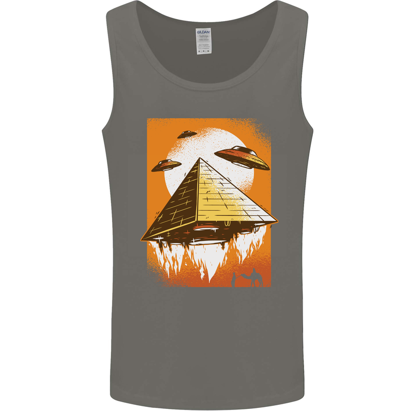 UFO Pyramid Alien Flying Saucer Mens Vest Tank Top Charcoal