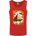 UFO Pyramid Alien Flying Saucer Mens Vest Tank Top Red