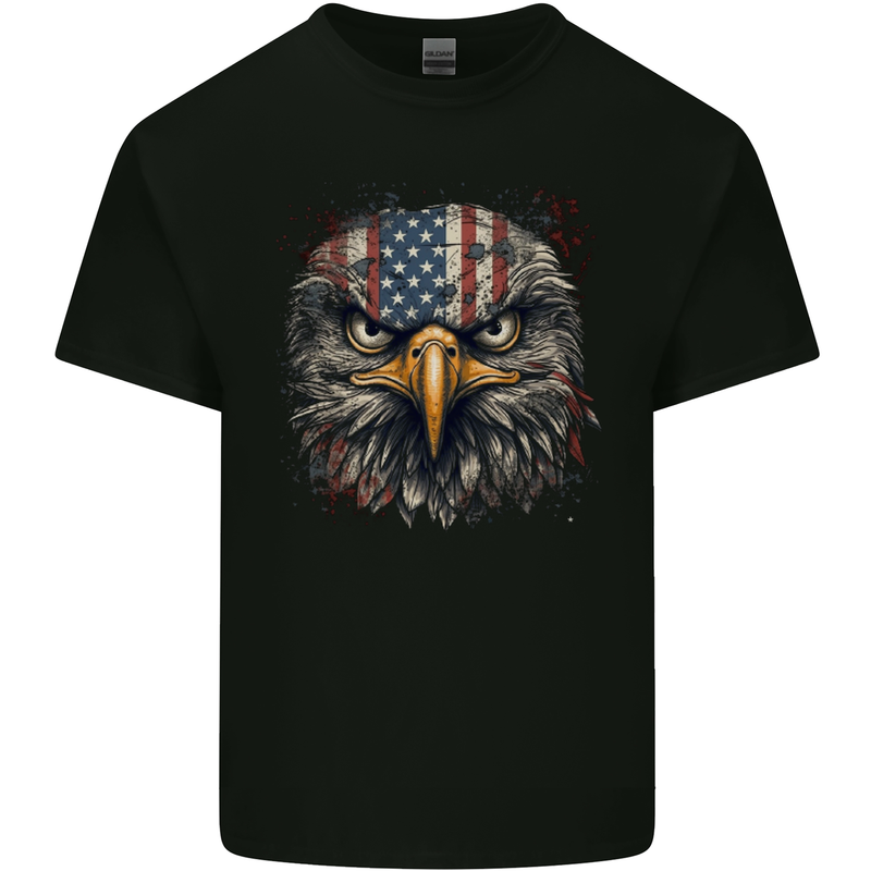 USA American Eagle Head America Mens Cotton T-Shirt Tee Top Black