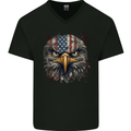USA American Eagle Head America Mens V-Neck Cotton T-Shirt Black