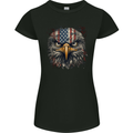 USA American Eagle Head America Womens Petite Cut T-Shirt Black