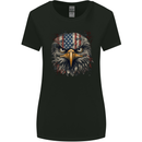 USA American Eagle Head America Womens Wider Cut T-Shirt Black