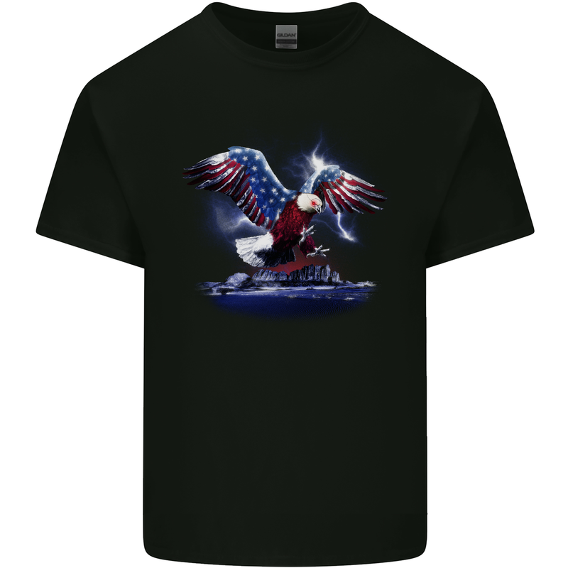 USA American Eagle Kids T-Shirt Childrens Black