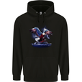 USA American Eagle Mens 80% Cotton Hoodie Black