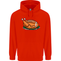 USA American Football Turkey Thanks Giving Mens 80% Cotton Hoodie Bright Red