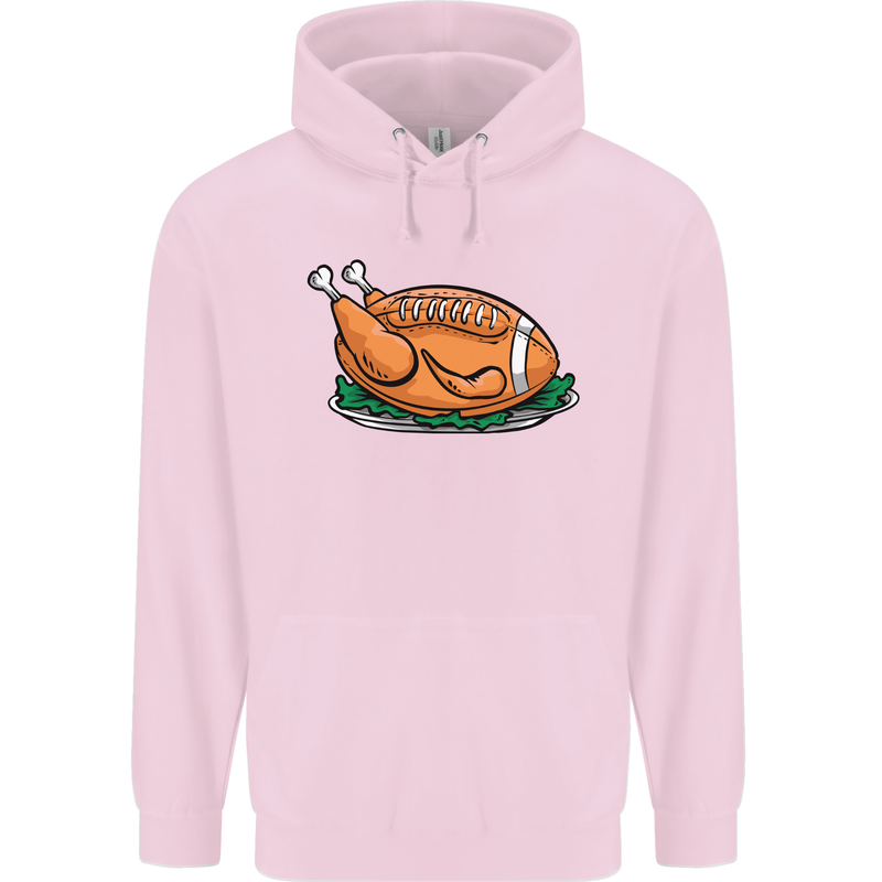 USA American Football Turkey Thanks Giving Mens 80% Cotton Hoodie Light Pink
