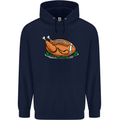 USA American Football Turkey Thanks Giving Mens 80% Cotton Hoodie Navy Blue