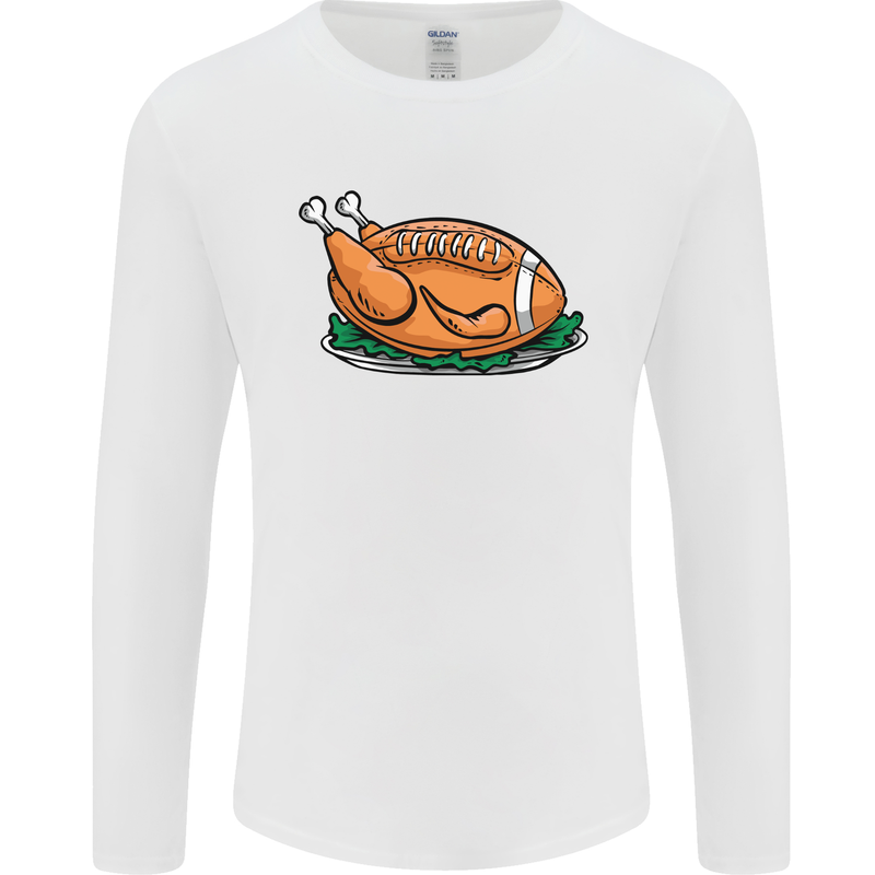 USA American Football Turkey Thanks Giving Mens Long Sleeve T-Shirt White