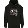USA Biker Motorcycle American Flag Childrens Kids Hoodie Black
