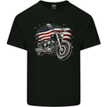 USA Biker Motorcycle American Flag Kids T-Shirt Childrens Black