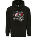 USA Biker Motorcycle American Flag Mens 80% Cotton Hoodie Black